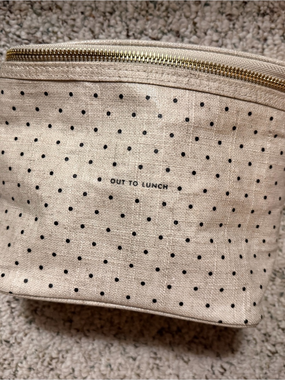 kate spade Cream Canvas Polka Dot Cosmetic Pouch with Gold Hardware